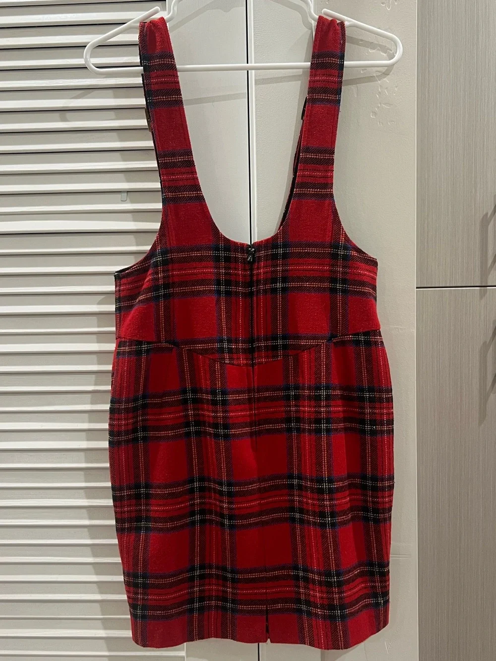 VINTAGE 90s Betsey Johnson Black Label Red Plaid Jumper Dress - Size 4 - Picture 5 of 5